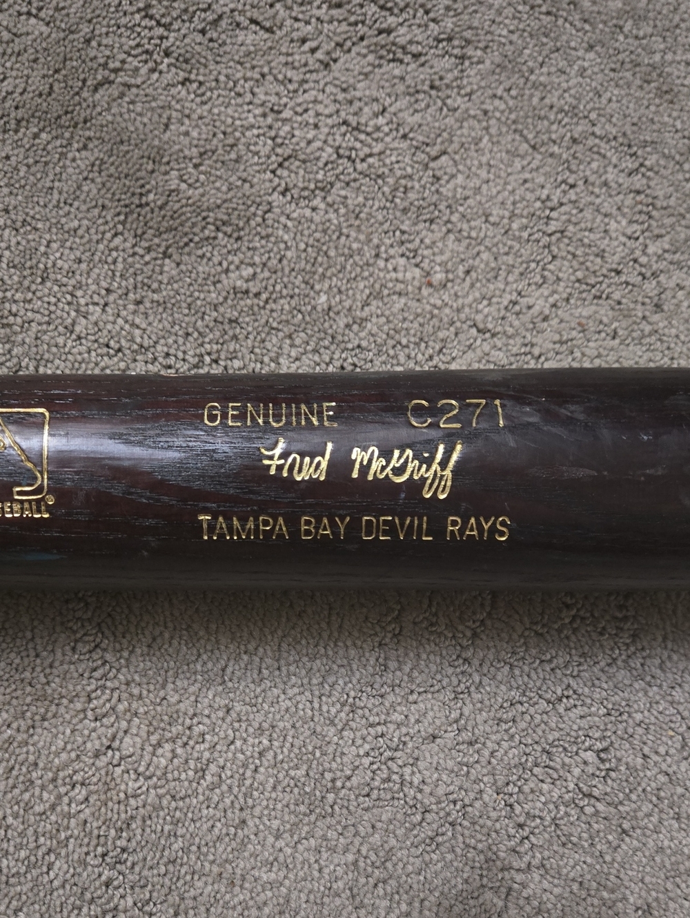 Tampa Bay Devil Rays fred mcgriff used baseball bat cracked.